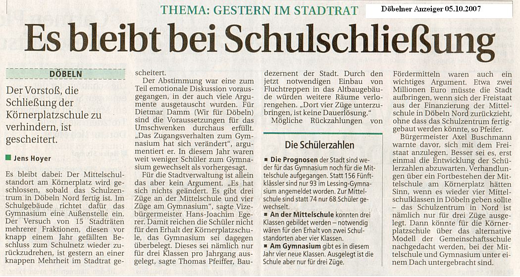 WIR F&Uuml;R D&Ouml;BELN, HANDELN STATT REDEN