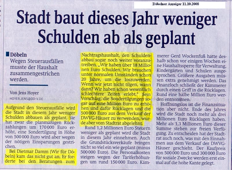 WIR F&Uuml;R D&Ouml;BELN, HANDELN STATT REDEN