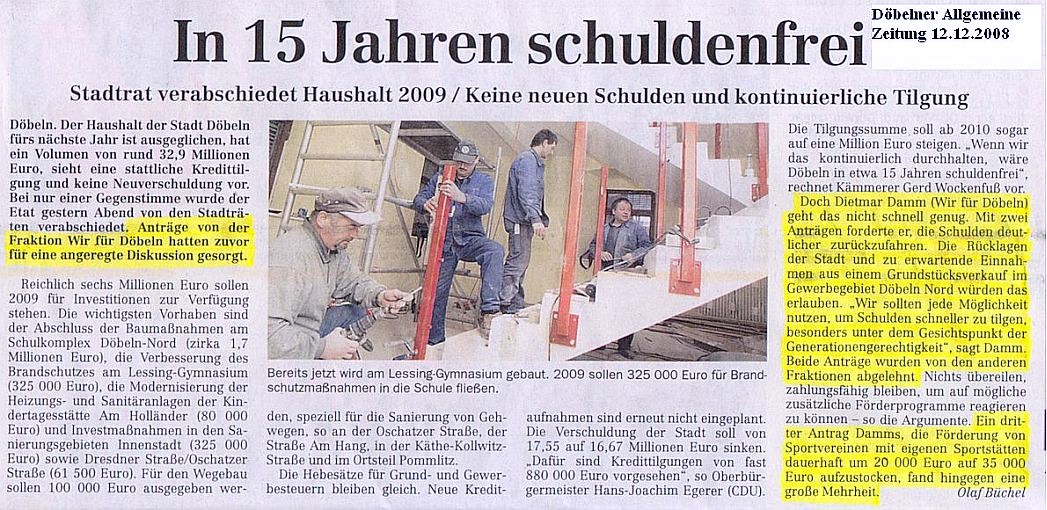 WIR F&Uuml;R D&Ouml;BELN, HANDELN STATT REDEN