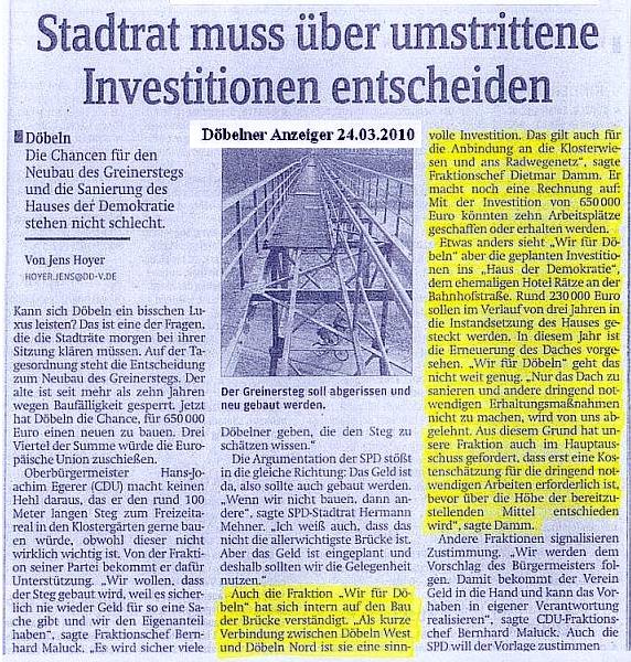 WIR F&Uuml;R D&Ouml;BELN, HANDELN STATT REDEN