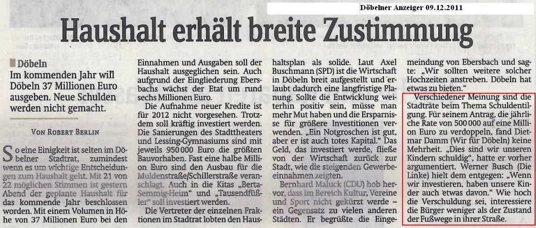 WIR F&Uuml;R D&Ouml;BELN, HANDELN STATT REDEN