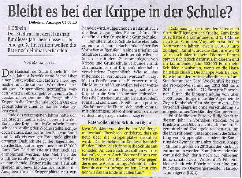 WIR F&Uuml;R D&Ouml;BELN, HANDELN STATT REDEN