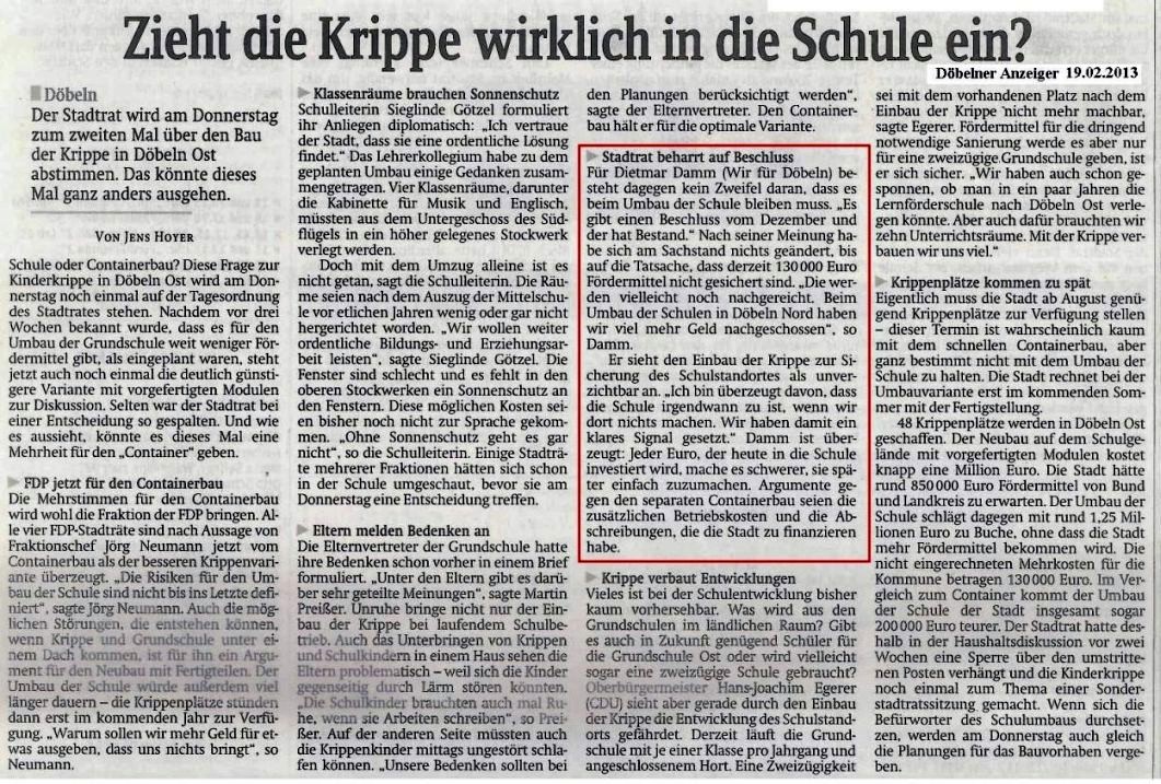 WIR F&Uuml;R D&Ouml;BELN, HANDELN STATT REDEN