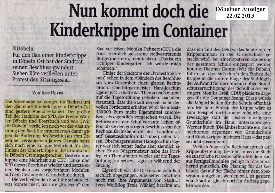 WIR F&Uuml;R D&Ouml;BELN, HANDELN STATT REDEN