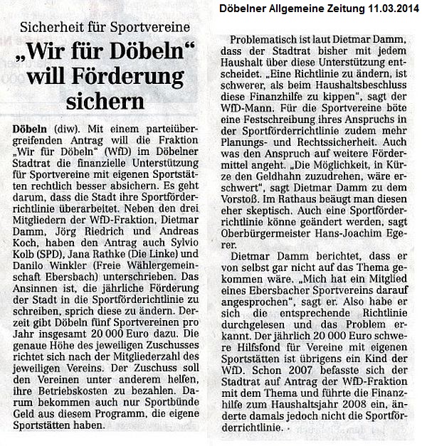 WIR FÜR DÖBELN, HANDELN STATT REDEN