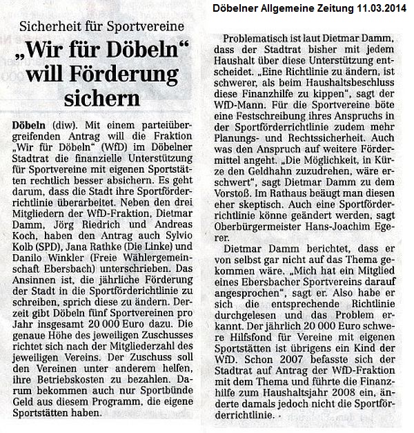 WIR FÜR DÖBELN, HANDELN STATT REDEN