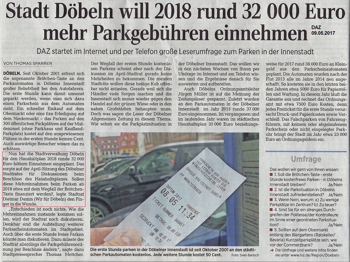 WIR F&Uuml;R D&Ouml;BELN, HANDELN STATT REDEN