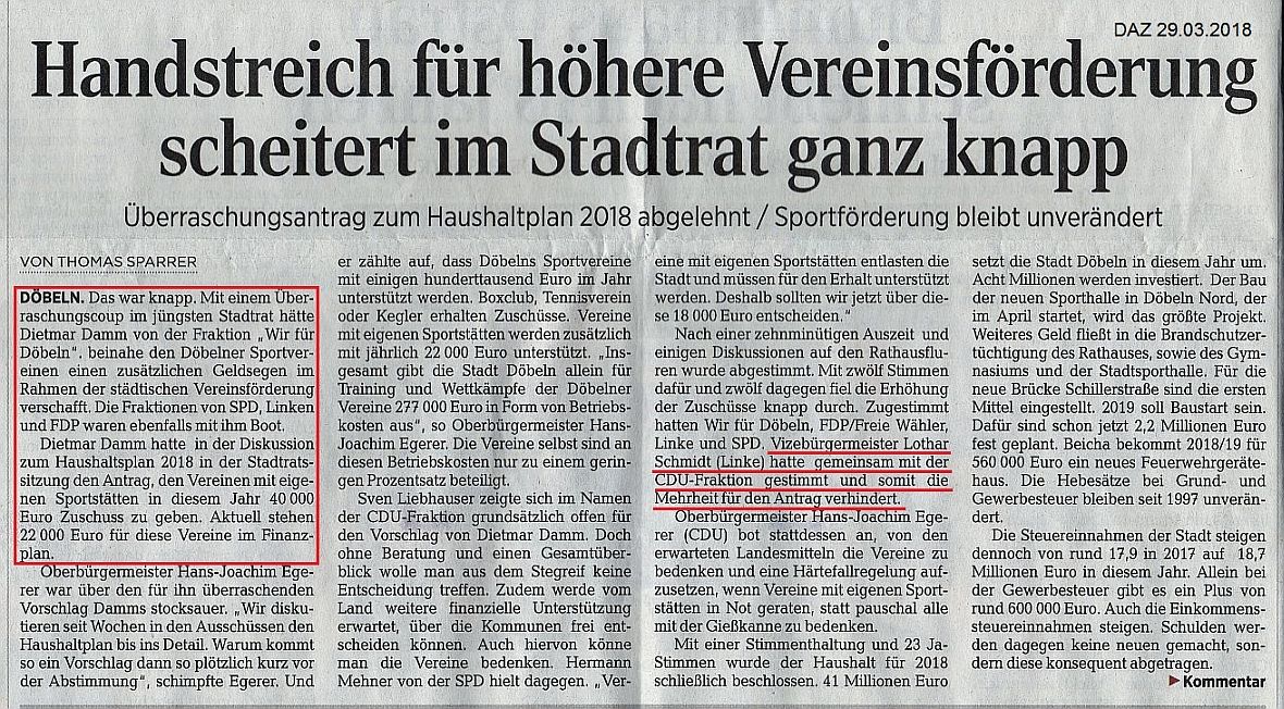 WIR F&Uuml;R D&Ouml;BELN, HANDELN STATT REDEN