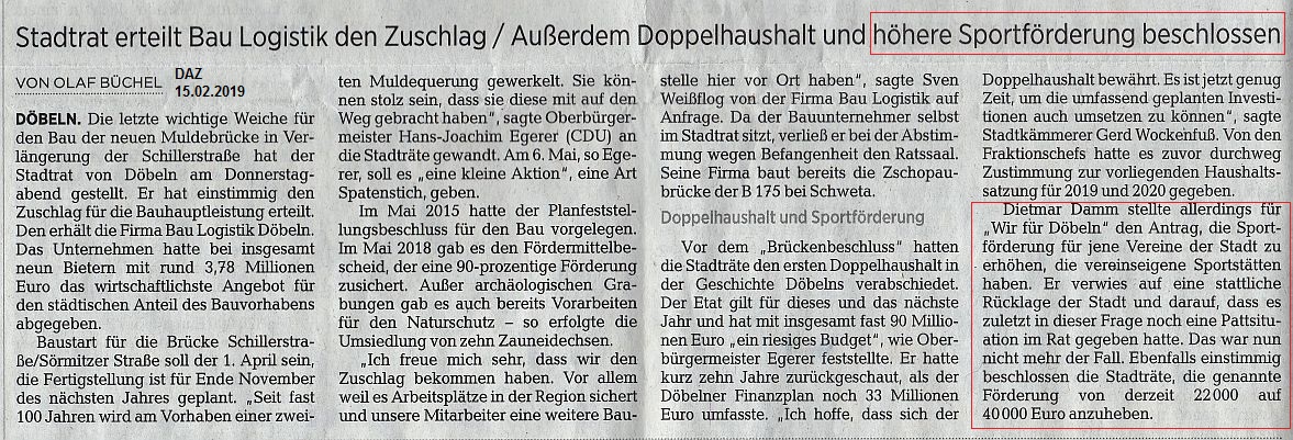 WIR F&Uuml;R D&Ouml;BELN, HANDELN STATT REDEN