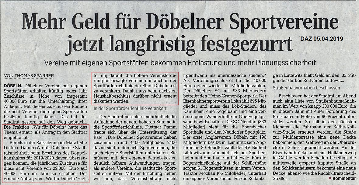 WIR F&Uuml;R D&Ouml;BELN, HANDELN STATT REDEN