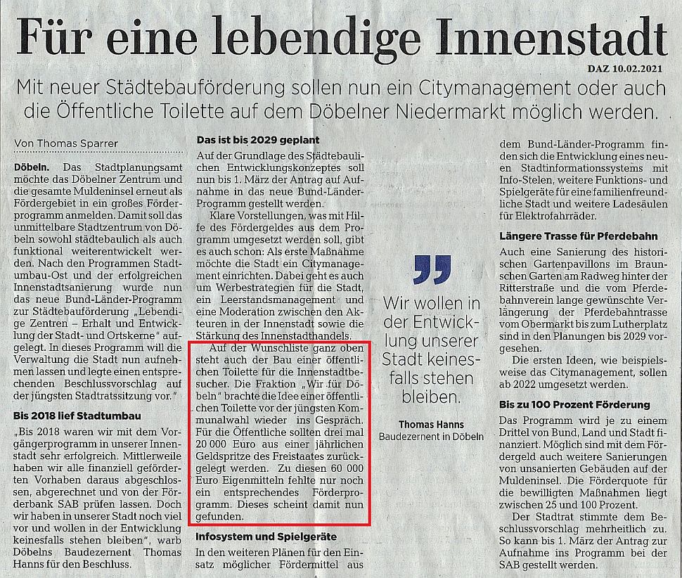 WIR F&Uuml;R D&Ouml;BELN, HANDELN STATT REDEN