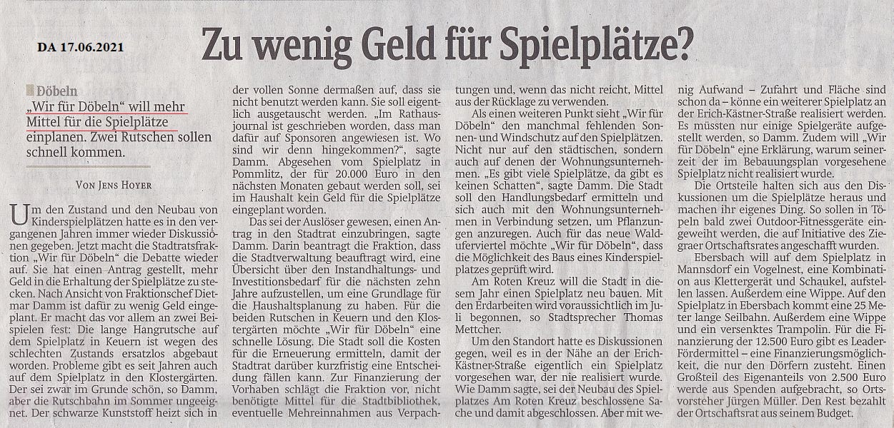 WIR F&Uuml;R D&Ouml;BELN, HANDELN STATT REDEN
