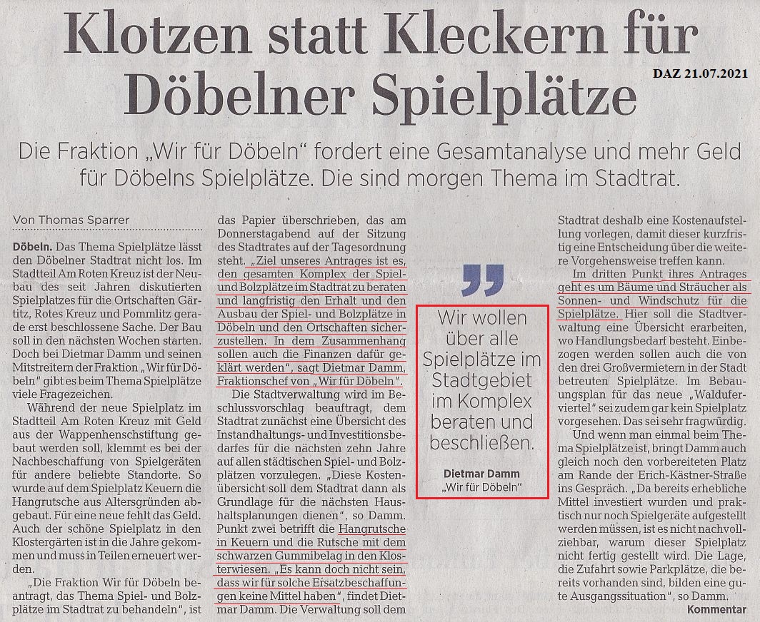 WIR F&Uuml;R D&Ouml;BELN, HANDELN STATT REDEN