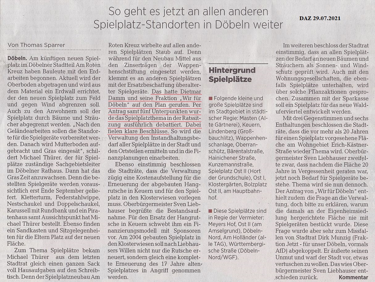 WIR F&Uuml;R D&Ouml;BELN, HANDELN STATT REDEN