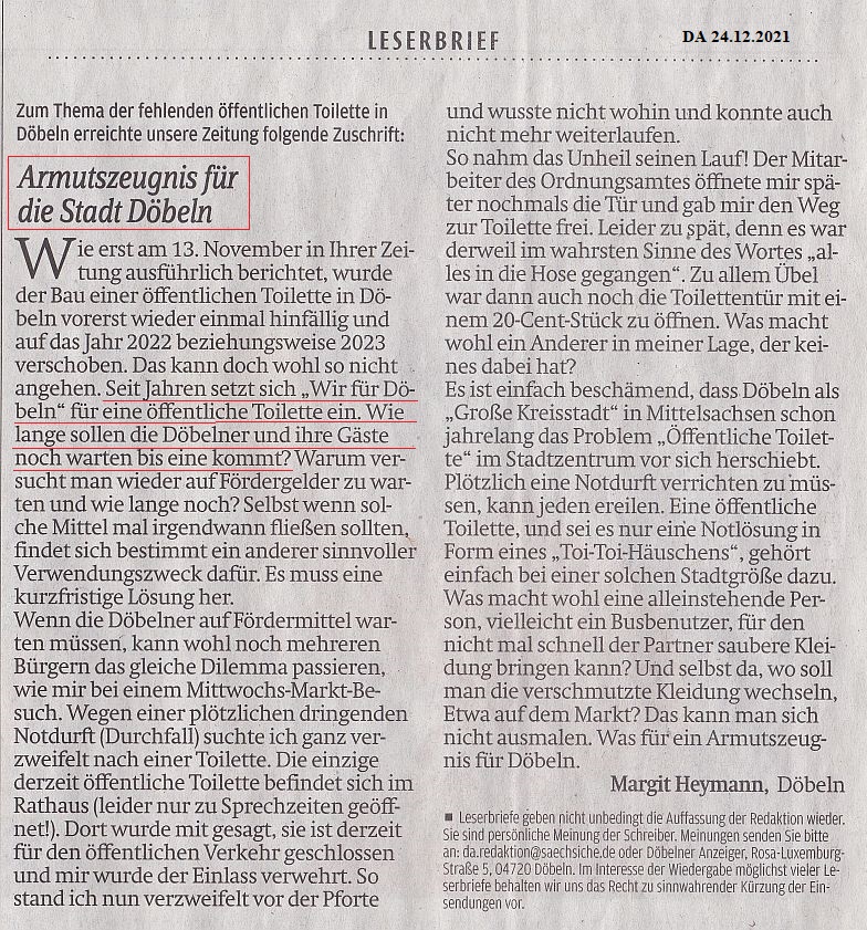 WIR FÜR DÖBELN, HANDELN STATT REDEN