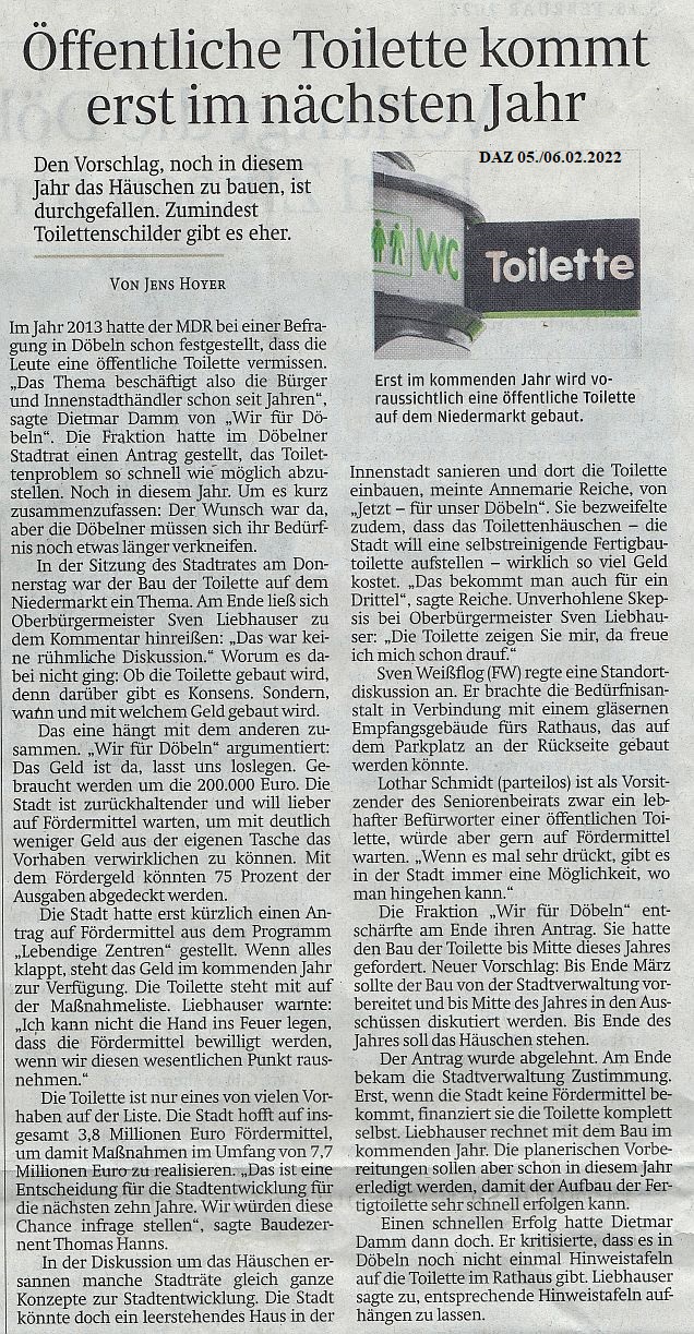 WIR F&Uuml;R D&Ouml;BELN, HANDELN STATT REDEN