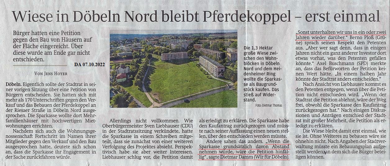 WIR F&Uuml;R D&Ouml;BELN, HANDELN STATT REDEN
