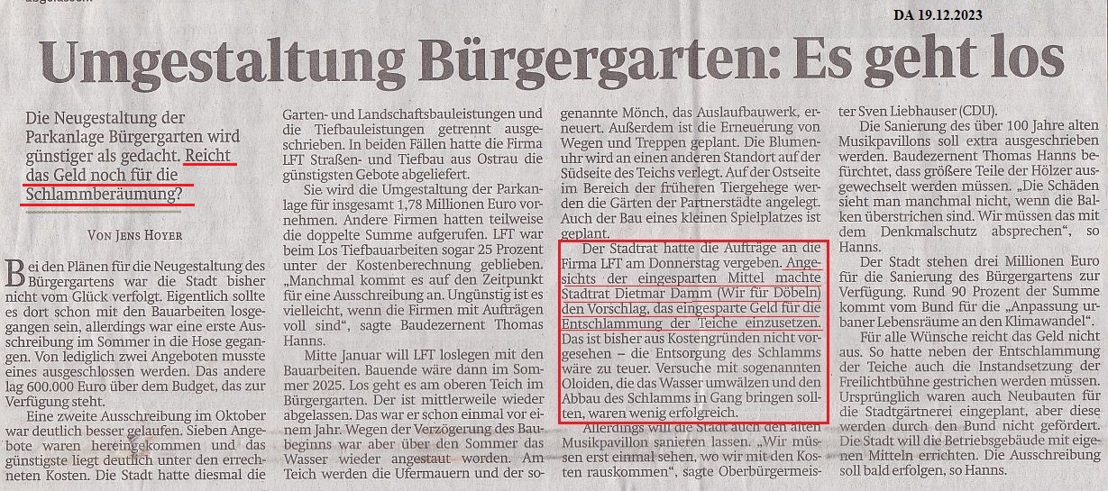 WIR F&Uuml;R D&Ouml;BELN, HANDELN STATT REDEN